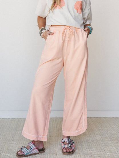 So Comfy Wide Leg Pant Cropped Length - Orange