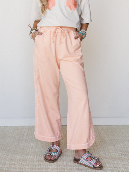 So Comfy Wide Leg Pant Cropped Length - Orange