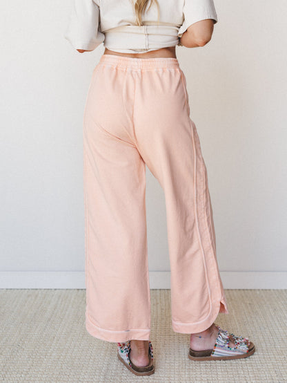 So Comfy Wide Leg Pant Cropped Length - Orange