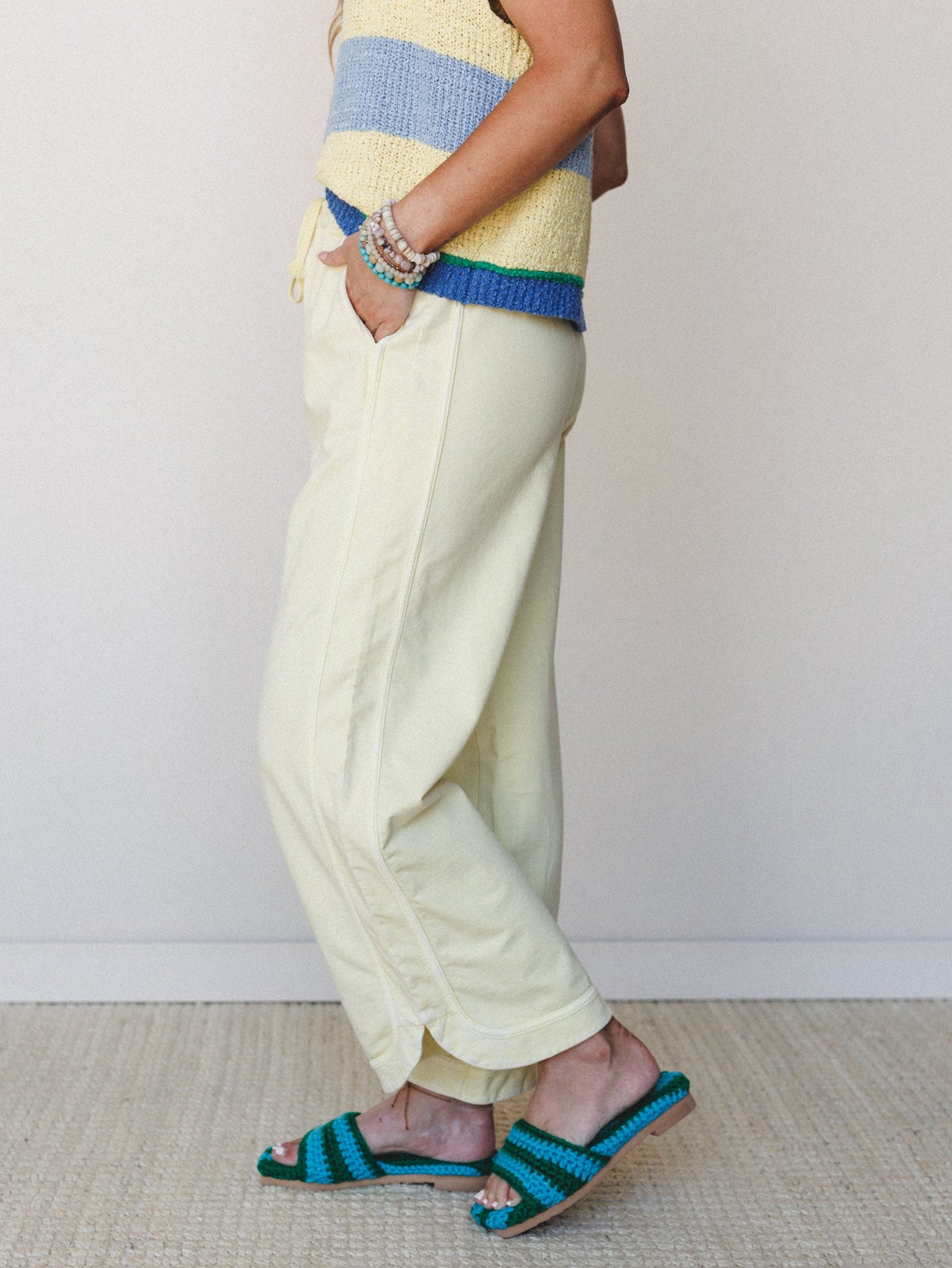 So Comfy Wide Leg Pant Cropped Length - Yellow