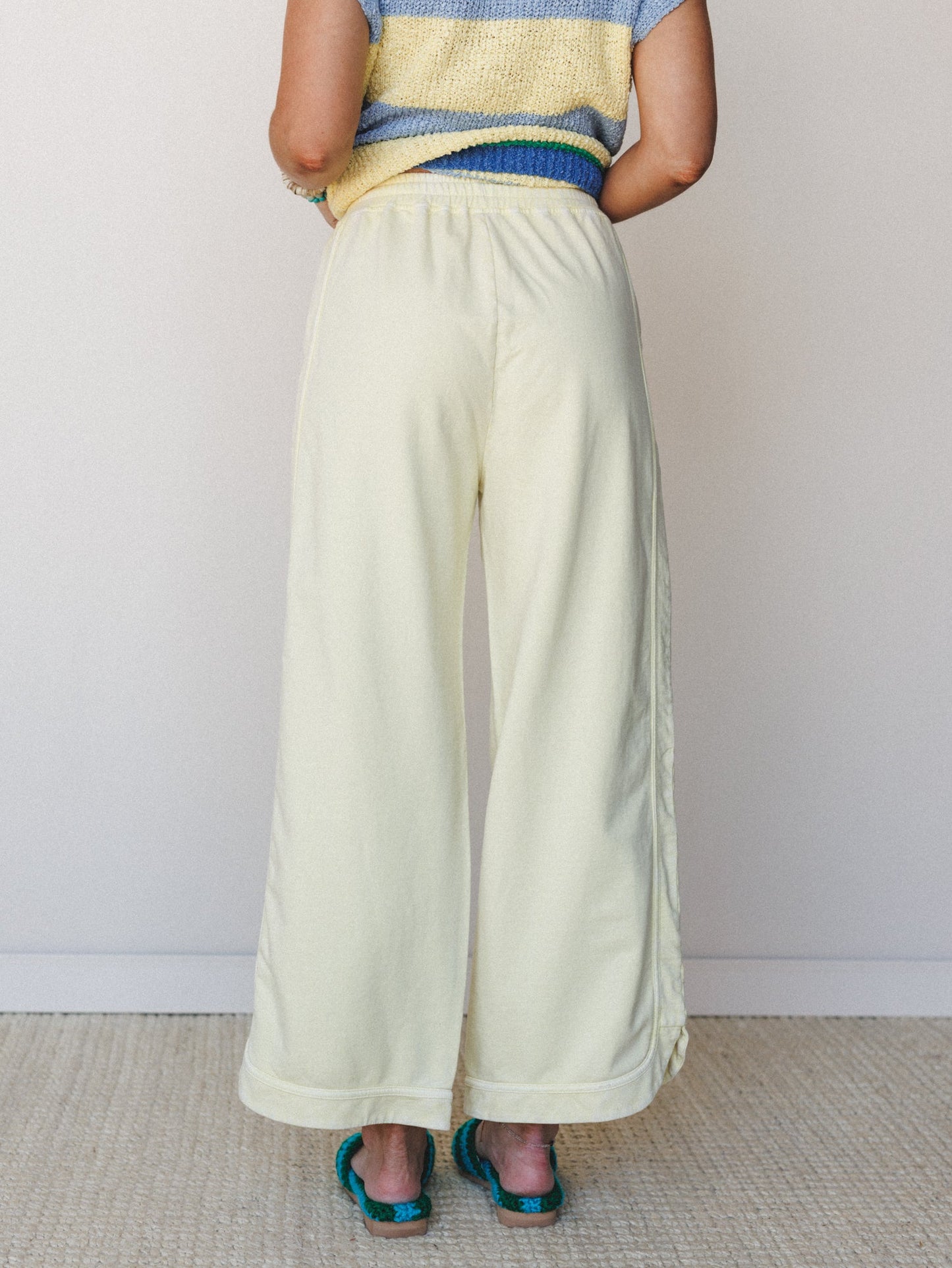 So Comfy Wide Leg Pant Cropped Length - Yellow