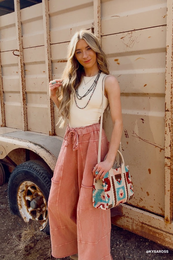 Lucky One Wide Leg Pant - Mauve