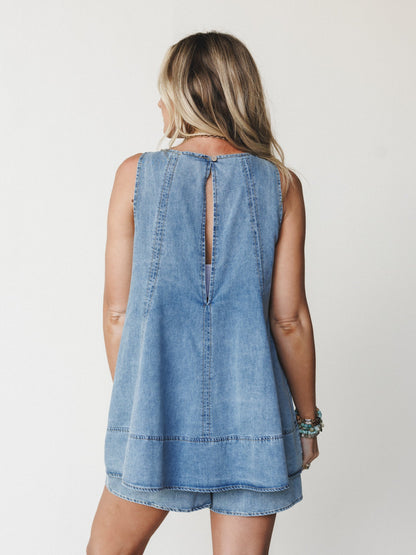 Beat Goes On Romper - Chambray