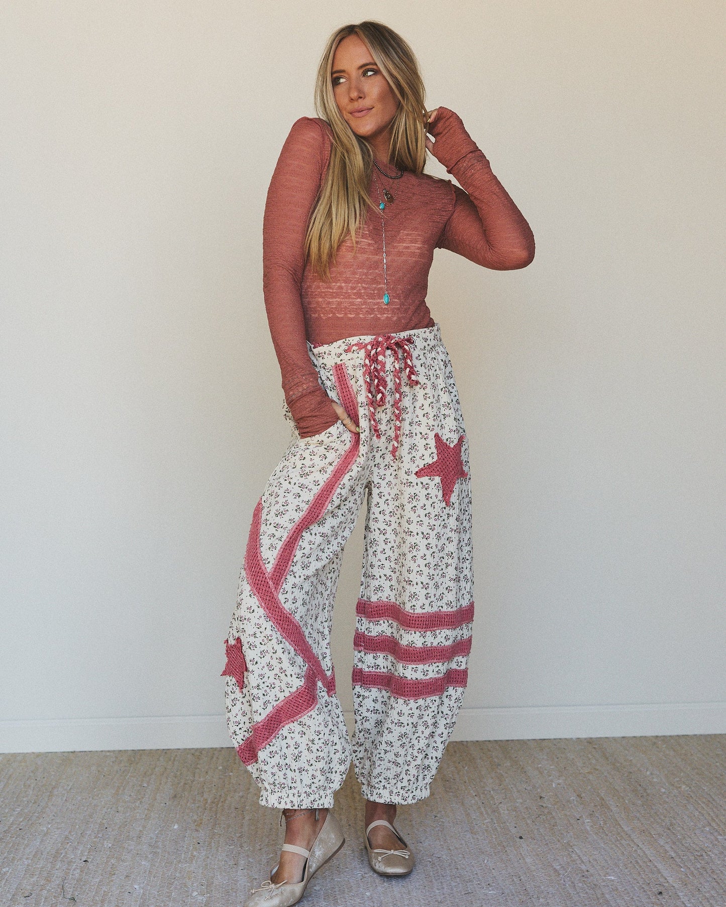 Star Child Pants - Ivory Hibiscus