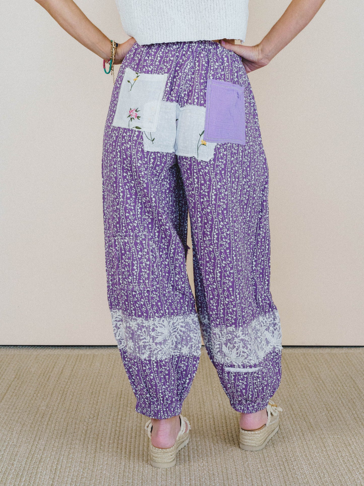 Jeanie Patchwork Pants - Lilac