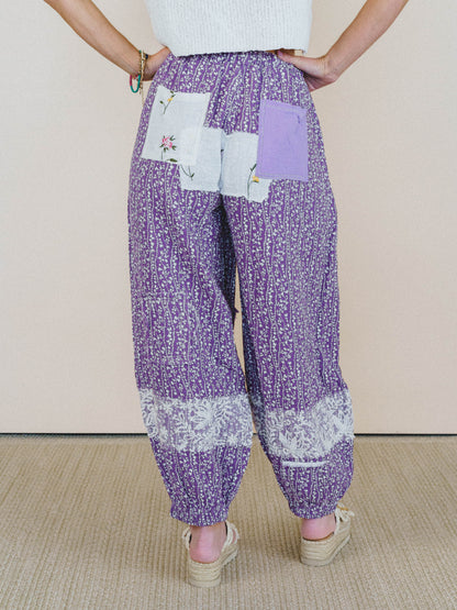 Jeanie Patchwork Pants - Lilac