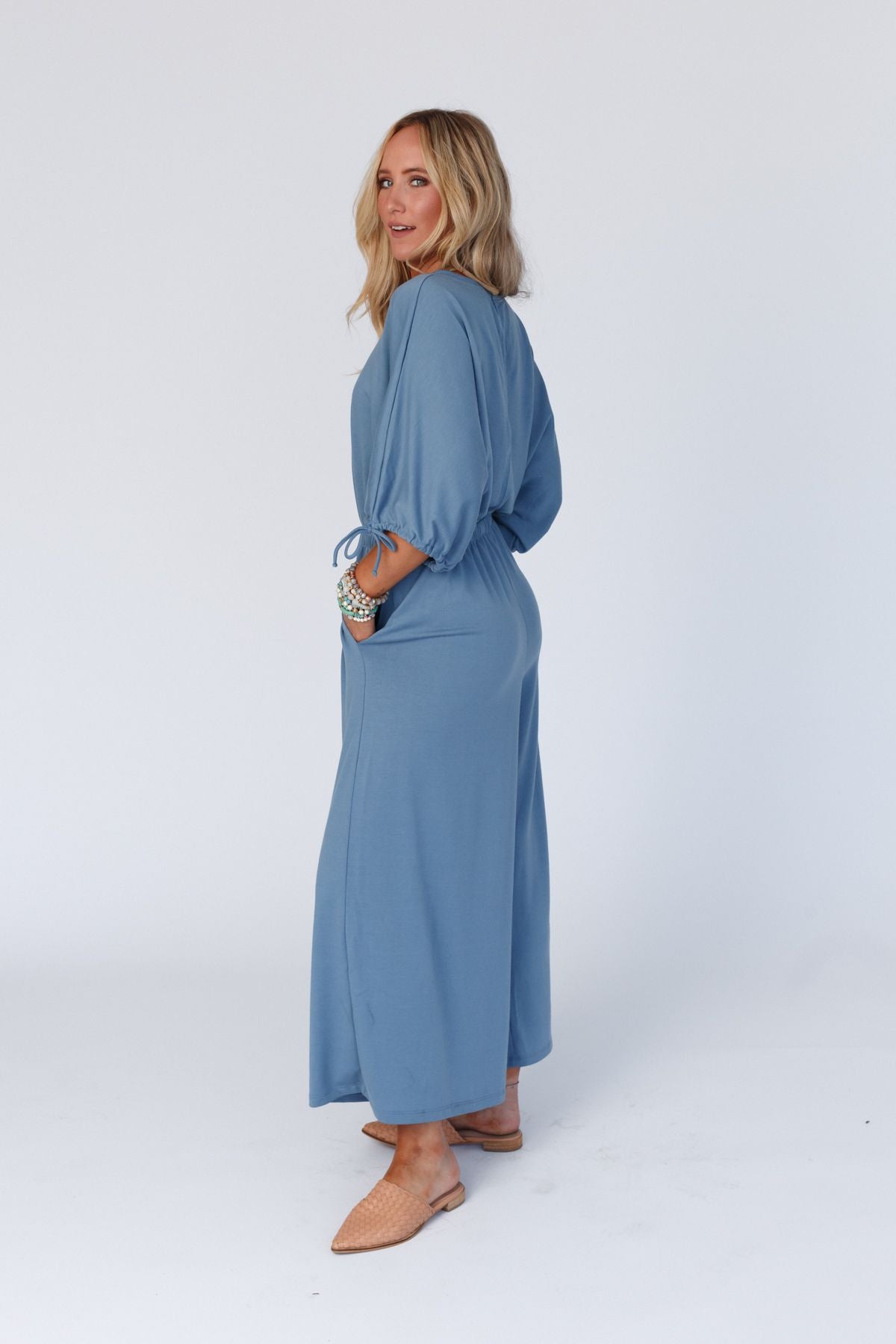 The Nest Carolina Comfy Wide Leg Jumpsuit -  Gun Metal