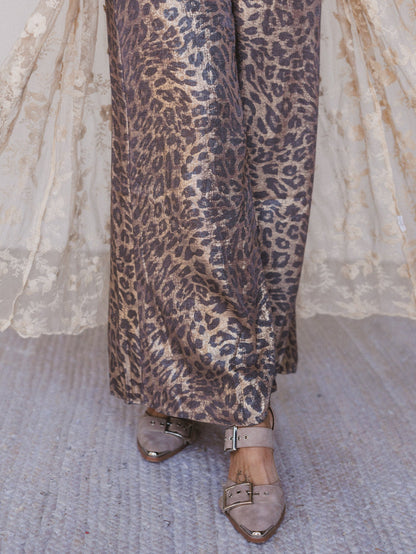 Darling Drift Animal Print Pants - Gold