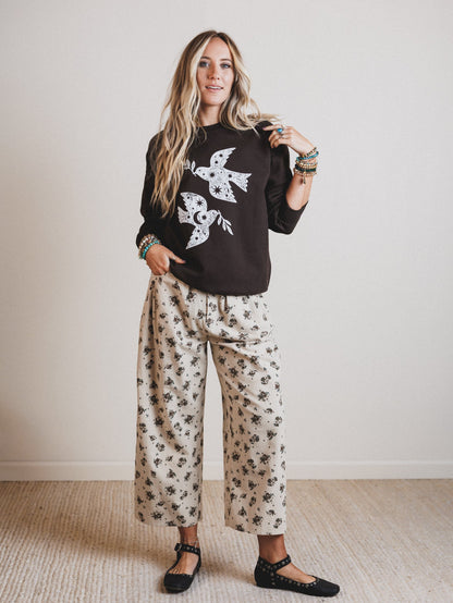 Sweet Memory Floral Pleated Pants - Natural