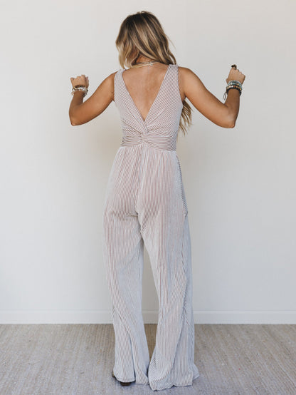 The Nest Alanis Textured Jumpsuit - Taupe