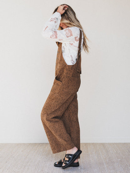 Free Roam Animal Print Jumpsuit - Camel