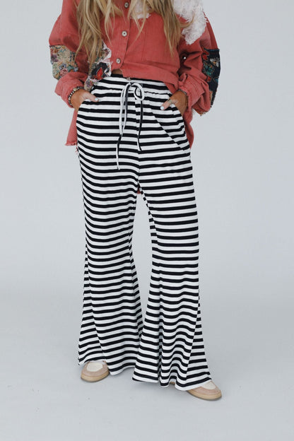 Sunset Stride Striped Pants - Black