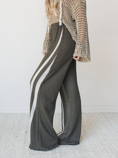 The Nest Racing Stripe Wide Leg Pants - Olive