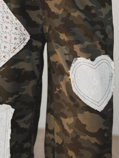 Nora Patchwork Camo Pants - Olive Camo