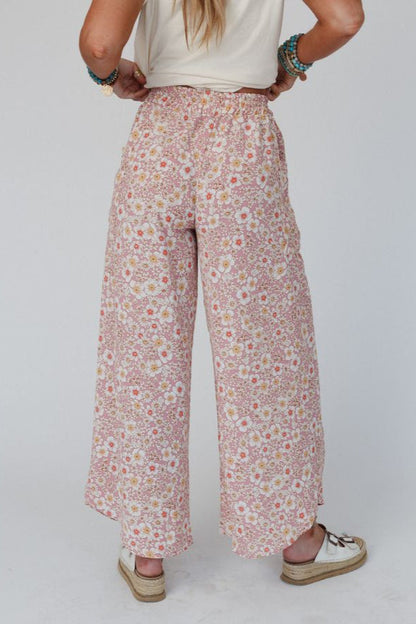The Nest Stasia Printed Drawstring Tulip Pants - Rose