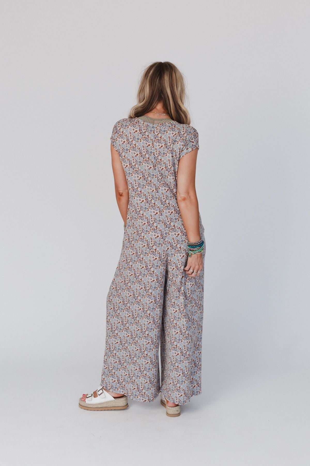 The Nest Daphne Floral Print Jumpsuit - Blue