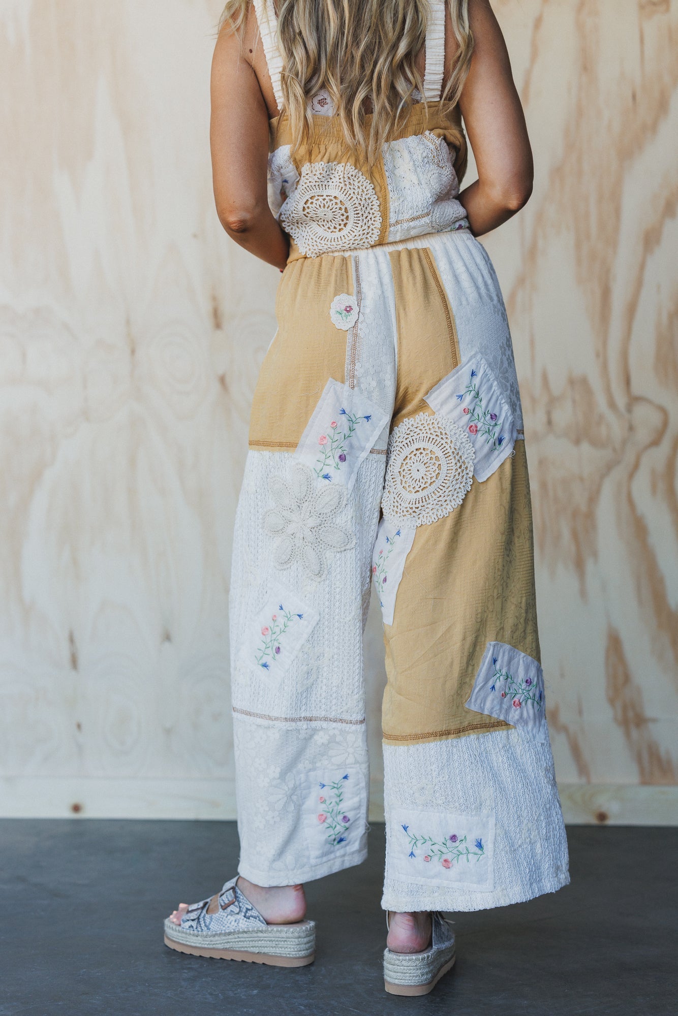 Patchwork Parade Woven Pants - Mustard