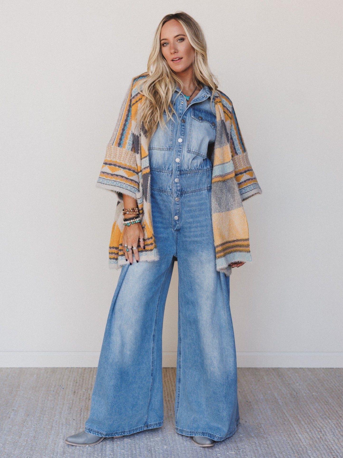 Sami Button Up Jumpsuit - Light Denim