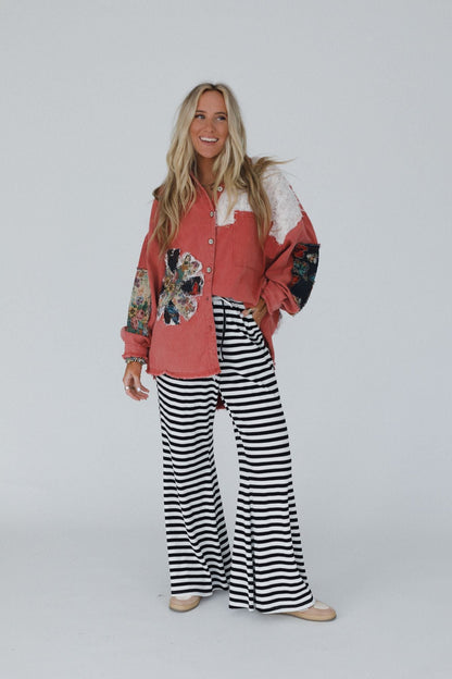 Sunset Stride Striped Pants - Black