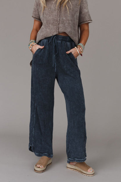 So Comfy Wide Leg Pant Full Length - Navy