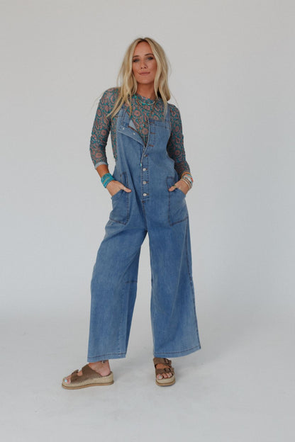 The Nest Dock Town Button Up Jumpsuit - Denim