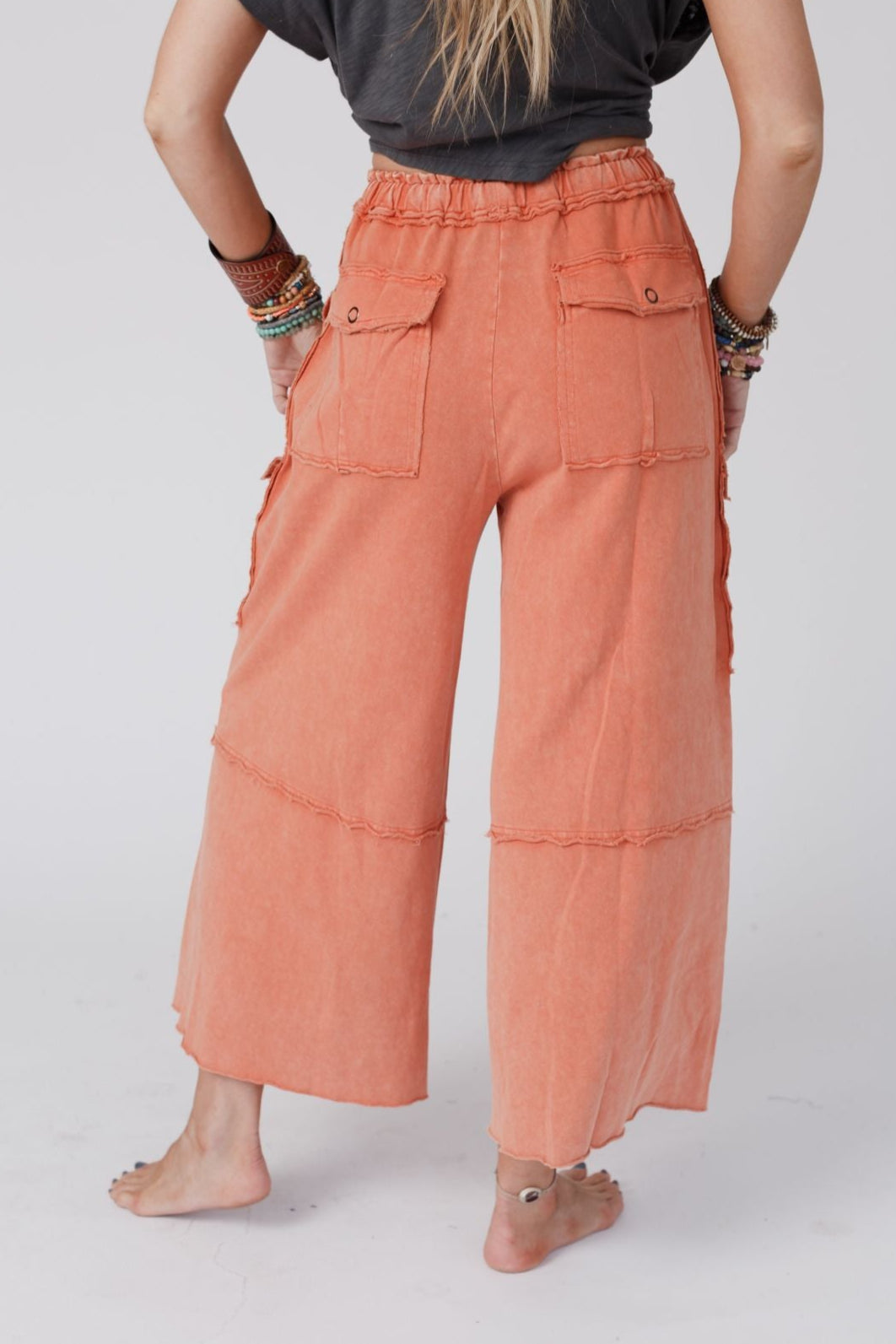 Game On Cargo Wide Leg Pant - Burnt Orange