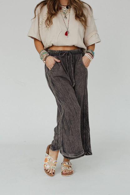 The Nest So Comfy Wide Leg Pant Petite Length - Charcoal