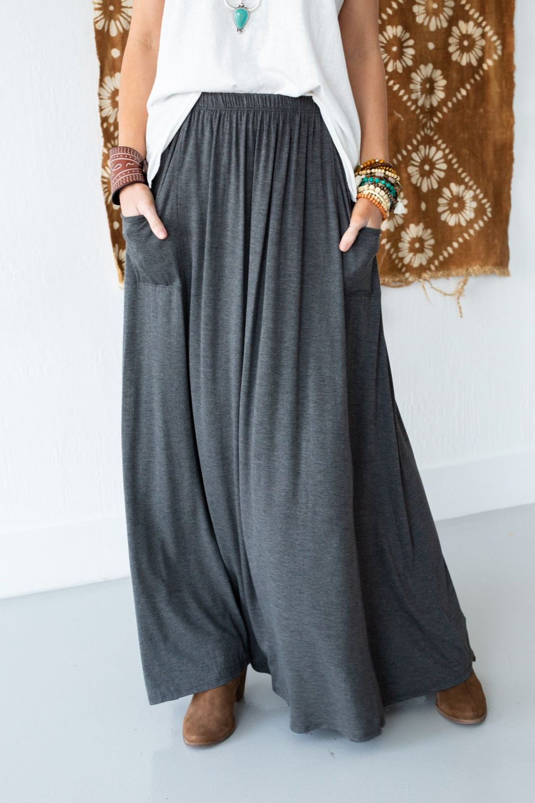 The Perfect Pocketed Maxi Skirt - Charcoal - Pre Order