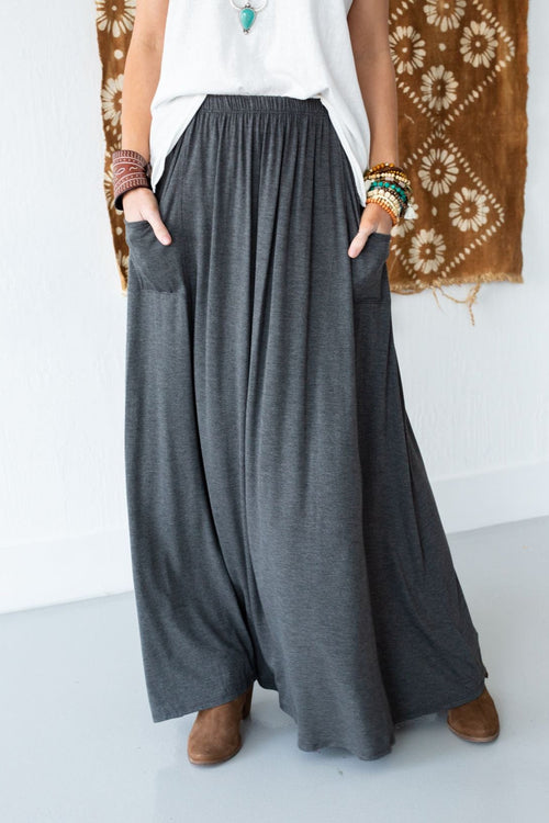 The Perfect Pocketed Maxi Skirt - Charcoal - Pre Order