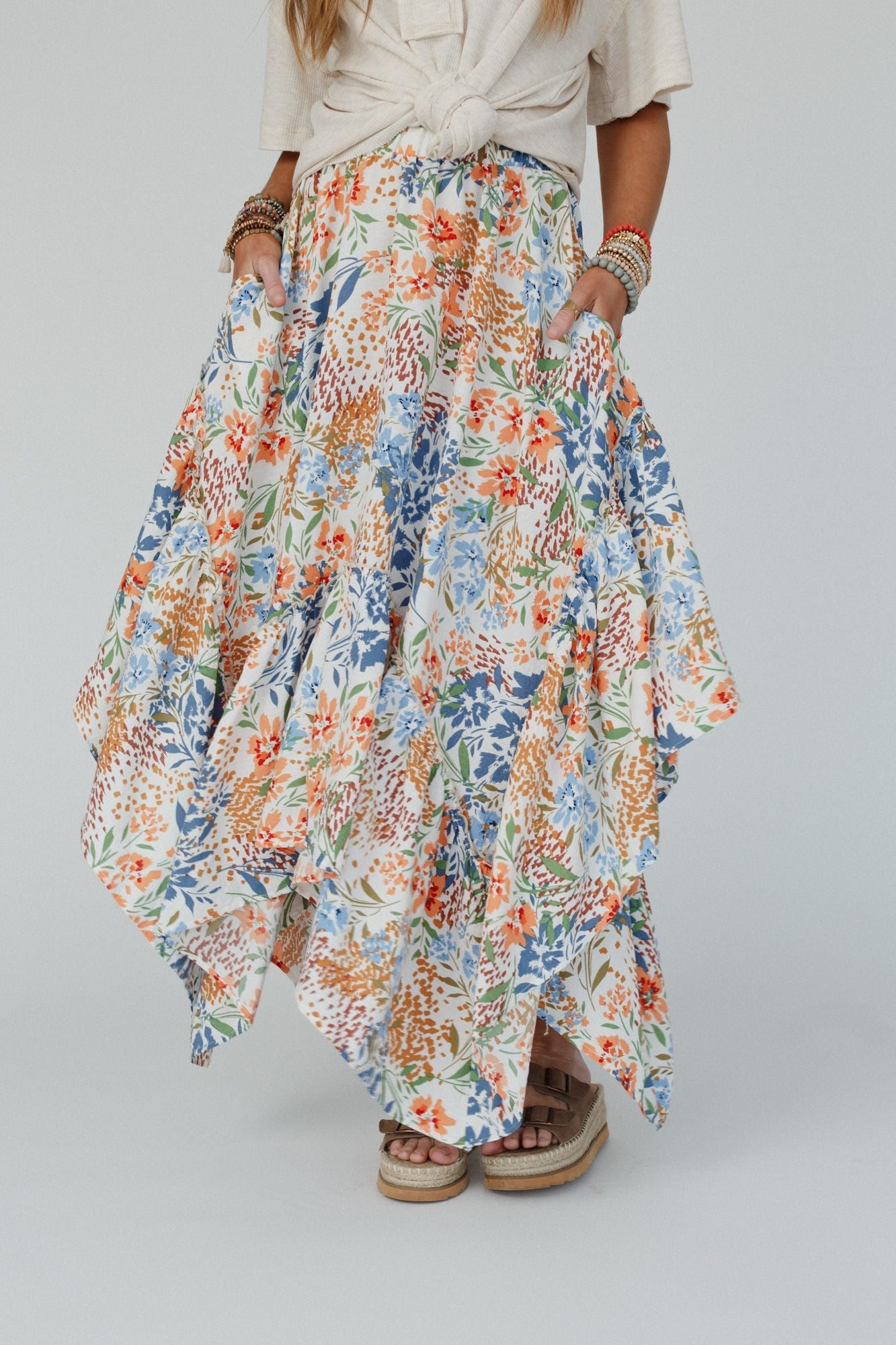 The Nest Swing Of Things Pocketed Midi Skirt - Floral