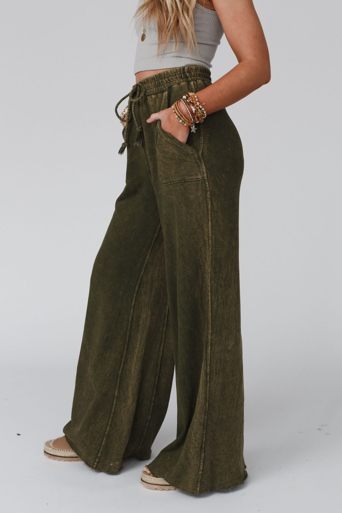 Relaxing Robin Wide Leg Pant - New Olive - Pre Order