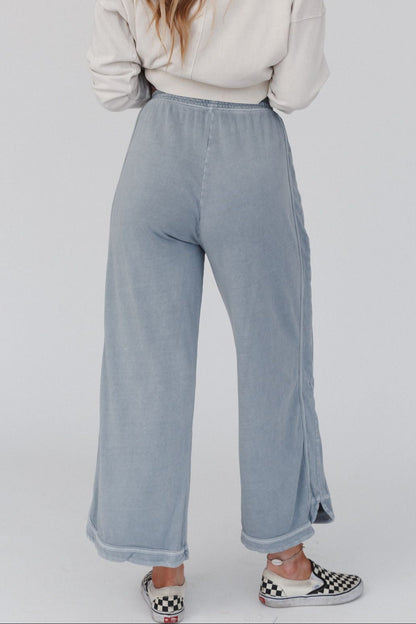 So Comfy Wide Leg Pant Cropped Length - Faded Blue