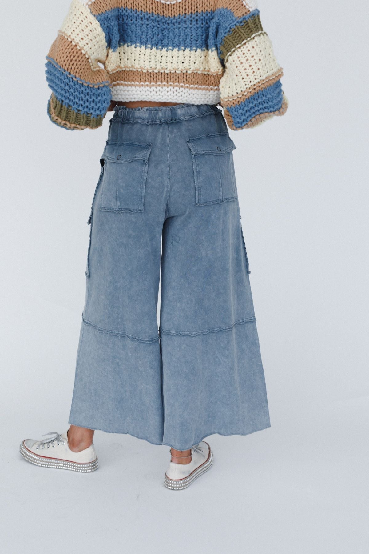 Game On Cargo Wide Leg Pant - Faded Navy