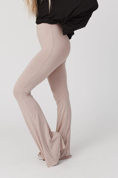 Cher Solid Raw Edge Flare Pant - Mocha
