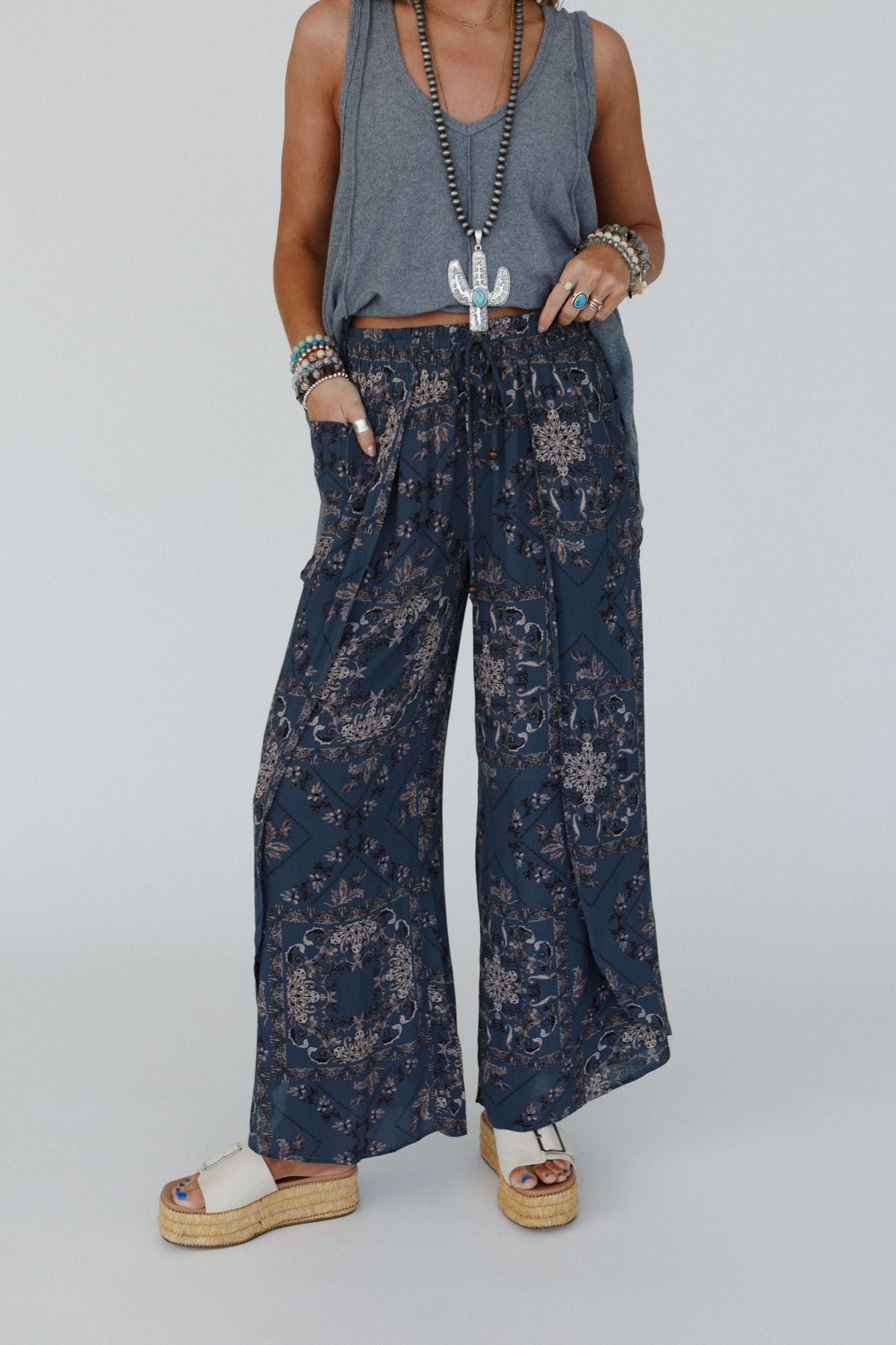 The Nest Stasia Printed Drawstring Tulip Pants - Titan